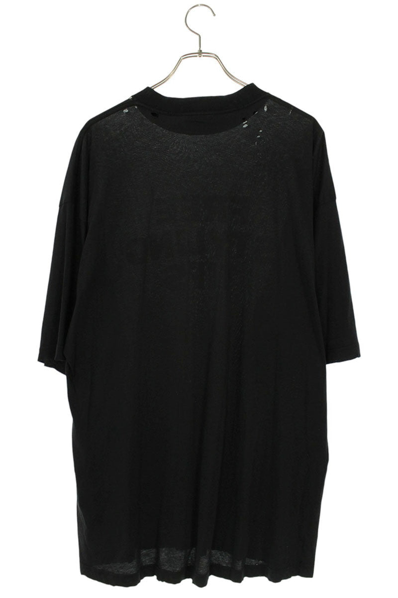 Balenciaga Logo Print Distressed T-Shirt Black Size XXS
