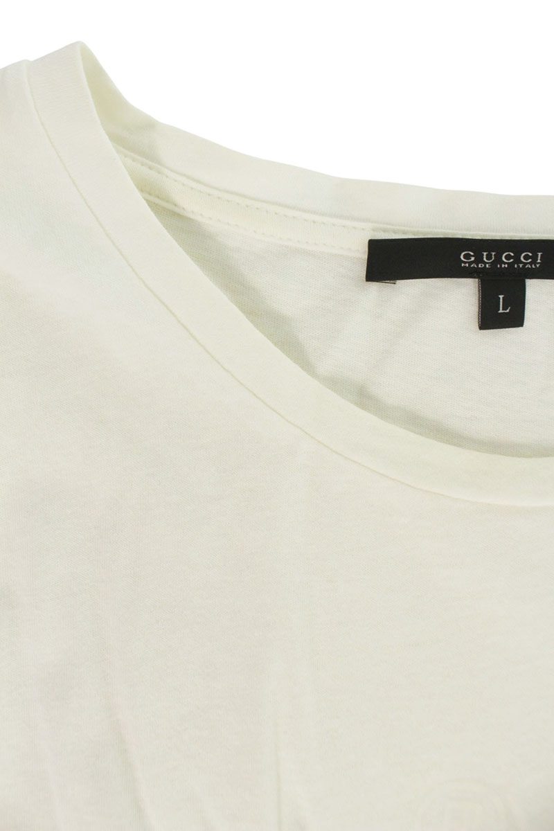 GUCCI Front Logo Crewneck T-Shirt Off-White Size L