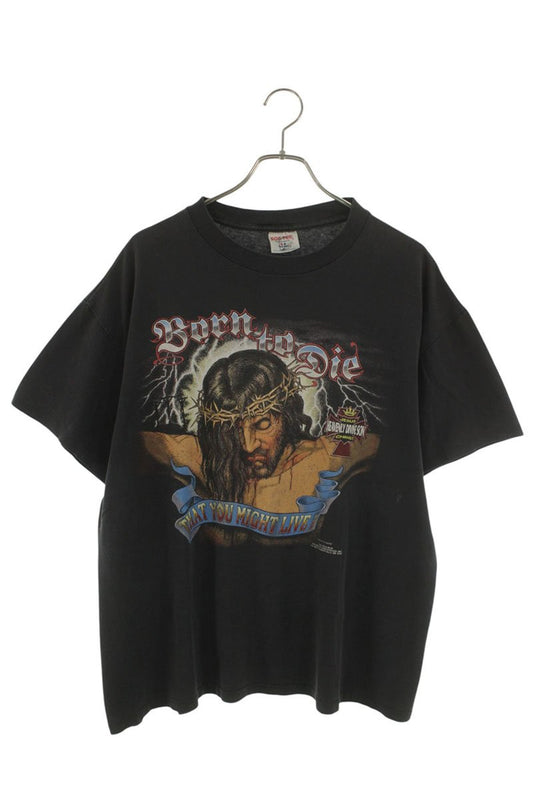 VINTAGE 90s Harley Davidson Jesus Born To Die Size XL
