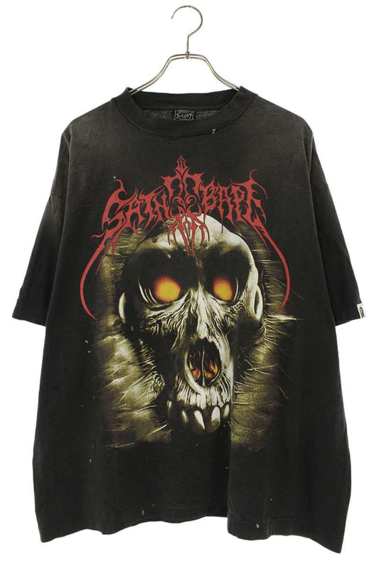 Bape x Saint Michael Distressed Graphic Tee Black Size XL