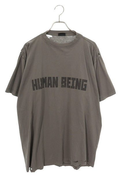 Balenciaga HUMAN BEING Print Distressed T-Shirt Gray Size XS