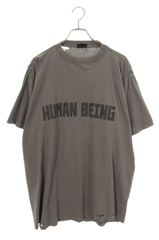 Balenciaga HUMAN BEING Print Distressed T-Shirt Gray Size XS