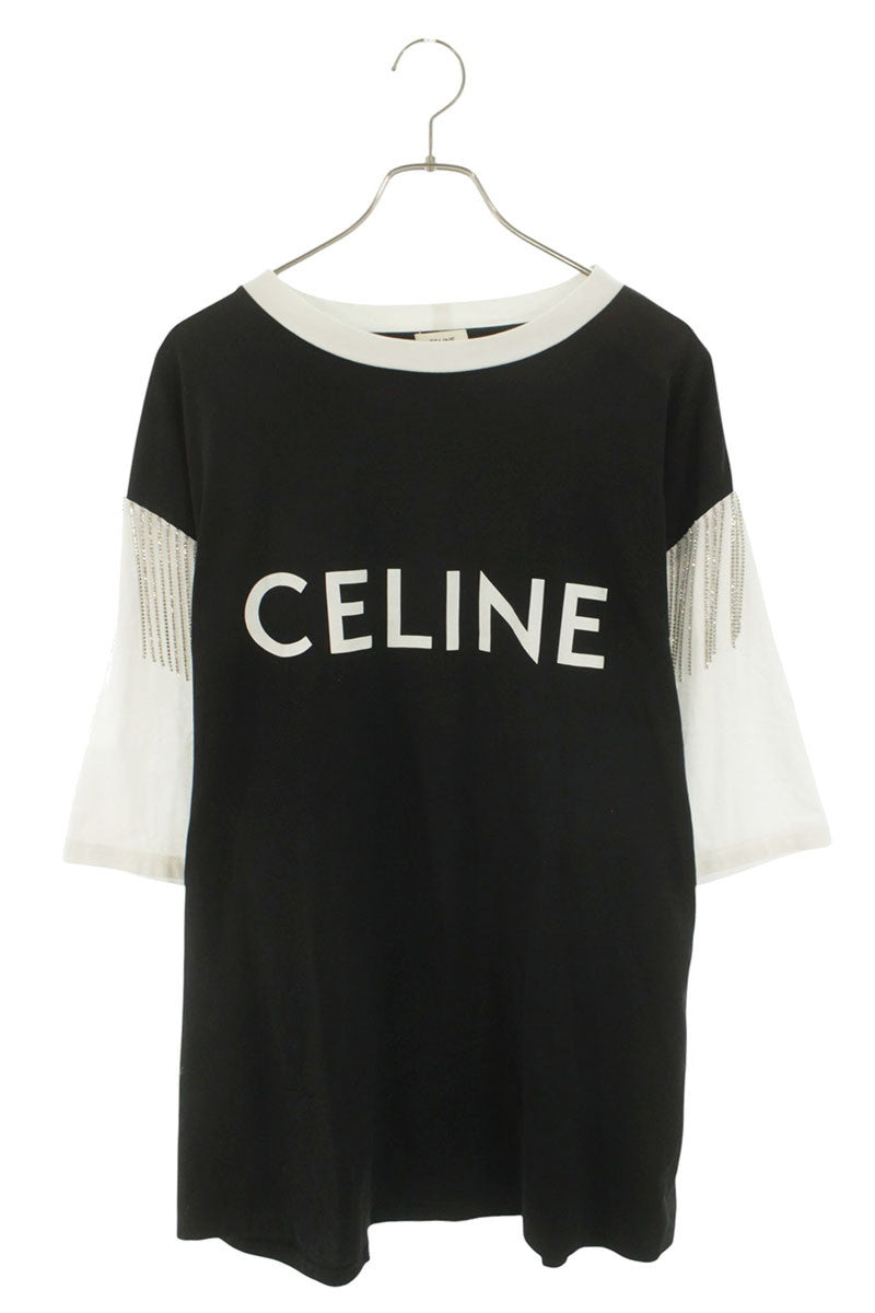CELINE 2X29C671Q Logo Print Fringe T-Shirt Multi Size L