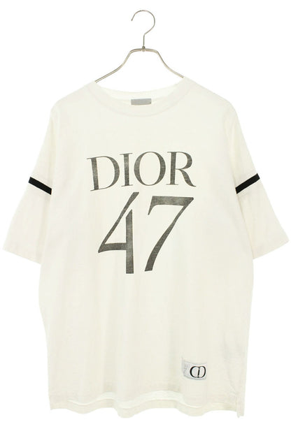 DIOR White Distressed Slub Cotton Jersey T-Shirt Size M