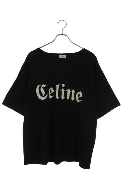 CELINE 2X37A671Q Gothic Logo Print T-Shirt Black Size XL
