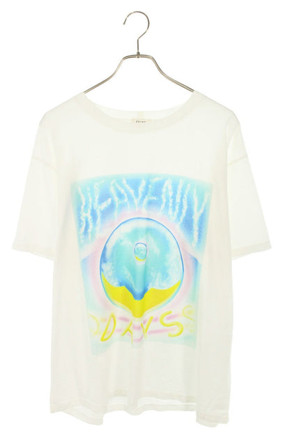 CELINE Front Print Cotton T-Shirt White Size L