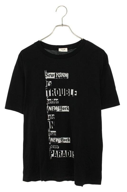 CELINE Lettering Logo Print T-Shirt Black Size S