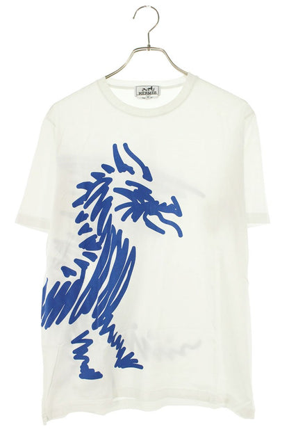 HERMES Dragon Print Cotton T-Shirt Multi Size M