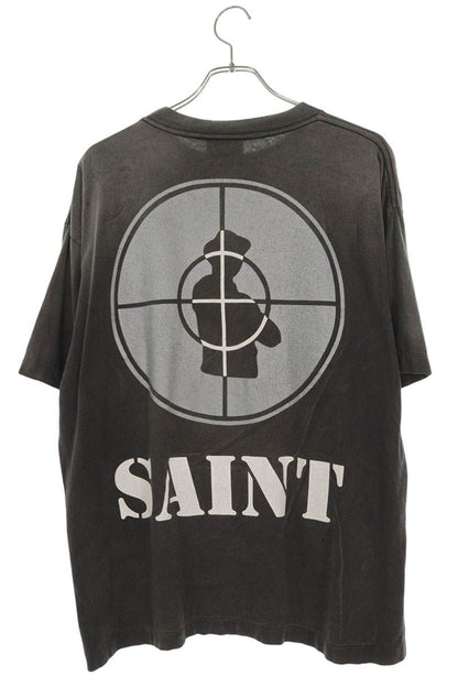 SAINT MICHAEL ENEMY Print Vintage Wash T-Shirt Black Size L