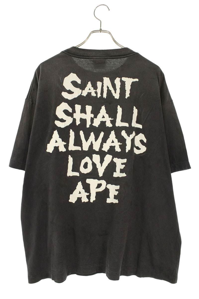 Bape x Saint Michael 26SS LOVE Print T-Shirt Black Size XL