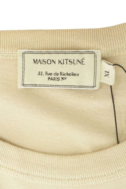MAISON KITSUNE Fox Embroidered T-Shirt Beige Size XL