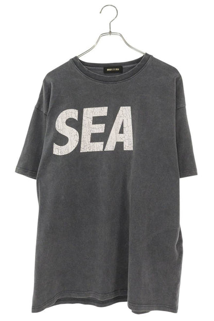 WIND AND SEA Logo Print Cotton T-Shirt Black Size L
