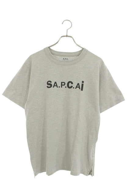 Sacai Logo Print T-Shirt Gray Cotton Size M