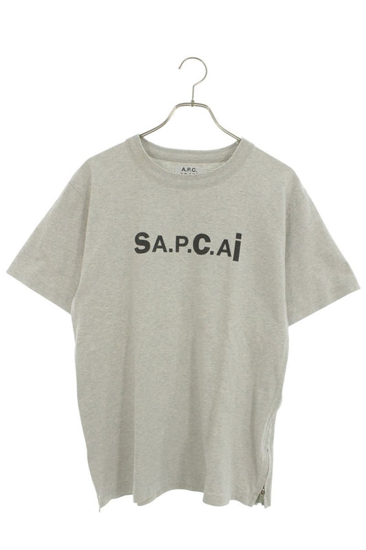 Sacai Logo Print T-Shirt Gray Cotton Size M