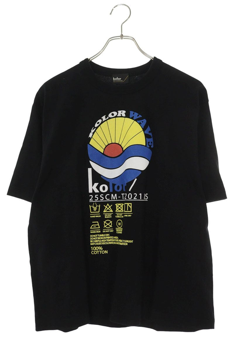kolor Graphic Print Cotton T-Shirt Black Size S