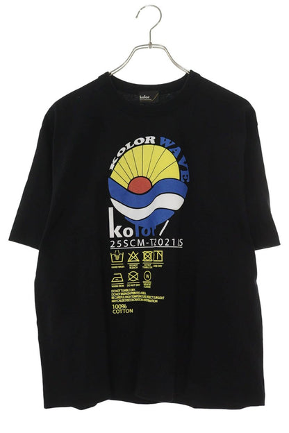 kolor Graphic Print Cotton T-Shirt Black Size S