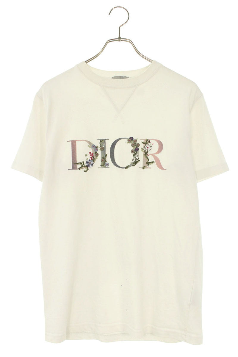 DIOR Flower Logo Embroidered Crewneck T-Shirt White Size XS