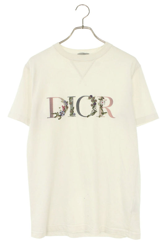 DIOR Flower Logo Embroidered Crewneck T-Shirt White Size XS