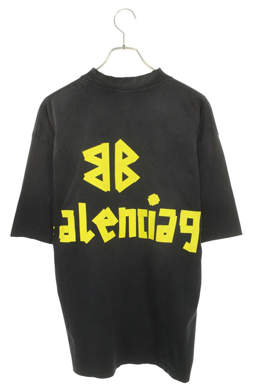 Balenciaga Logo Distressed T-Shirt Black Size S