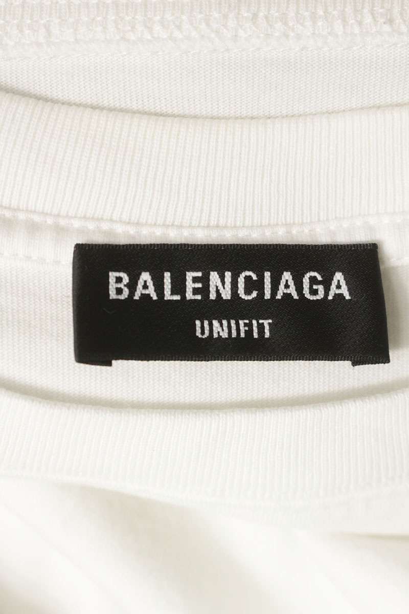 BALENCIAGA Planet Print Double Sleeve T-Shirt White Size M