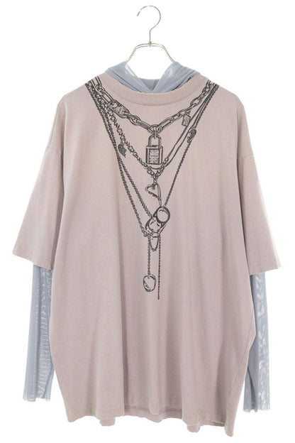 ACNE STUDIOS Layered Hooded T-Shirt Gray Size M