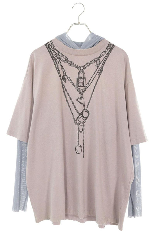 ACNE STUDIOS Layered Hooded T-Shirt Gray Size M