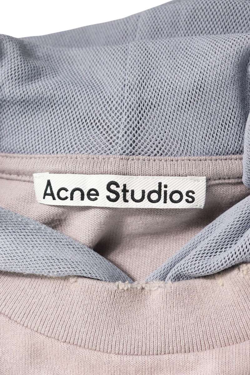 ACNE STUDIOS Layered Hooded T-Shirt Gray Size M