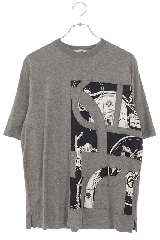 HERMES Cotton Cashmere Front Embroidered T-Shirt Size XS