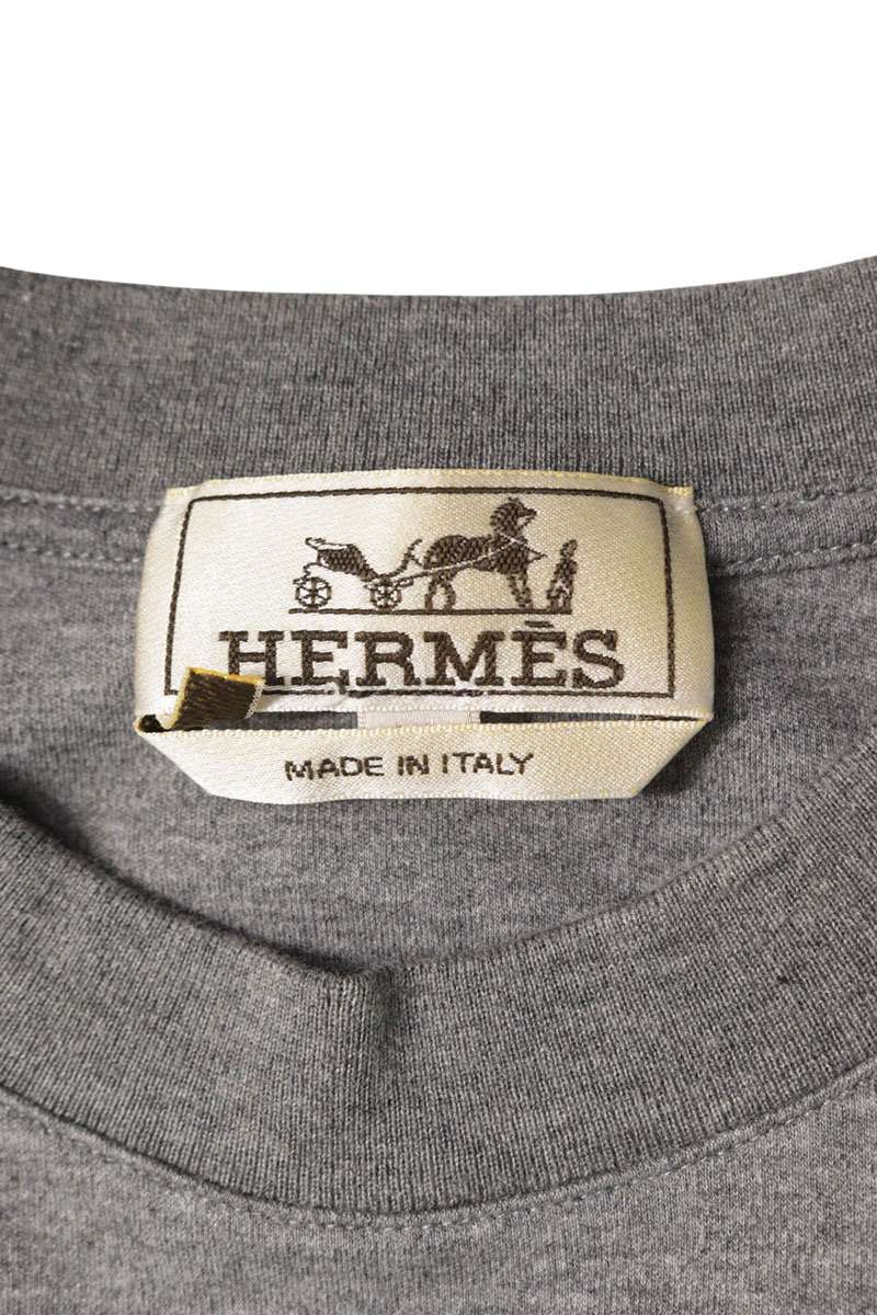 HERMES Cotton Cashmere Front Embroidered T-Shirt Size XS