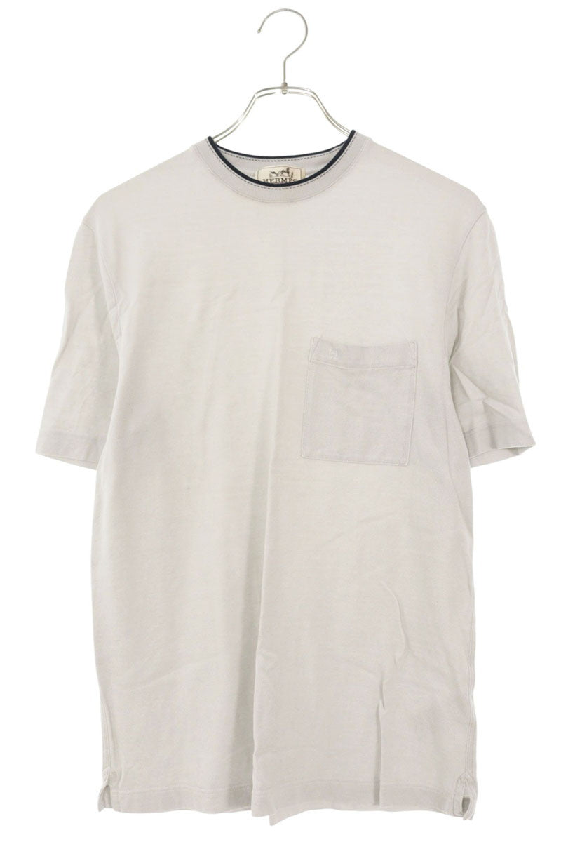 HERMES Front Pocket Cotton T-Shirt Grey Size XS