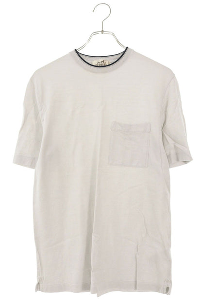 HERMES Front Pocket Cotton T-Shirt Grey Size XS