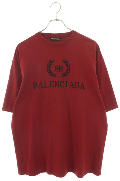 BALENCIAGA BB Logo Print T-Shirt Red Size XS