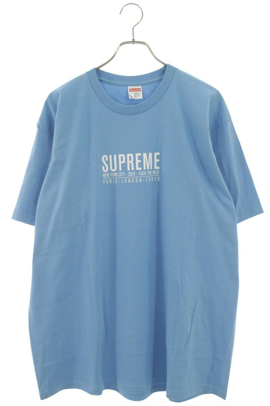 SUPREME 24SS Paris Logo Print Cotton Tee Light Blue Size XL