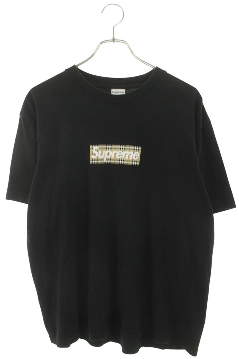 SUPREME x Burberry Box Logo Print Cotton Tee Black Size M