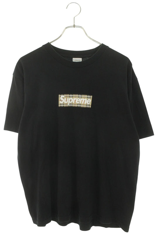SUPREME x Burberry Box Logo Print Cotton Tee Black Size M