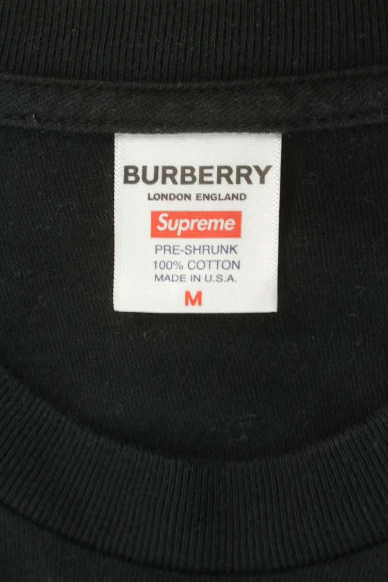 SUPREME x Burberry Box Logo Print Cotton Tee Black Size M