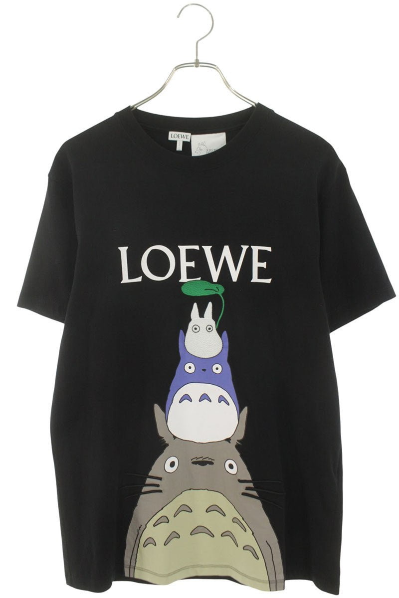 LOEWE Black Embroidered Logo Cotton T-Shirt Size L