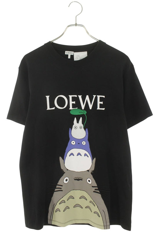 LOEWE Black Embroidered Logo Cotton T-Shirt Size L