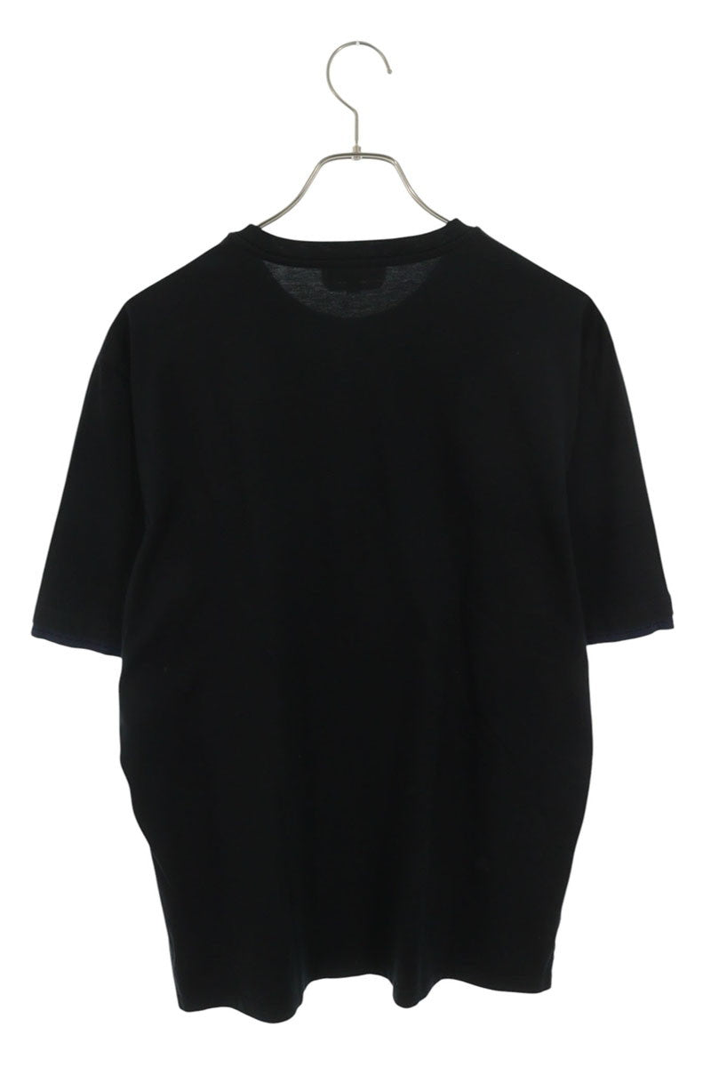 HERMES Black Cotton Layered Crewneck T-Shirt Size M