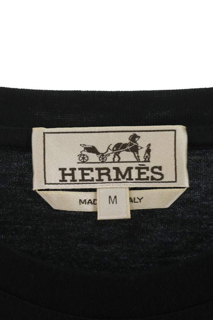 HERMES Black Cotton Layered Crewneck T-Shirt Size M