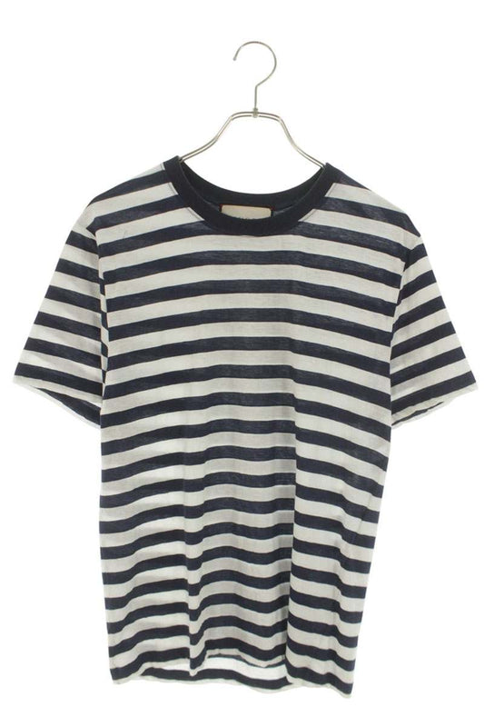 GUCCI 16SS White/Blue Striped Cotton/Silk T-Shirt Size S