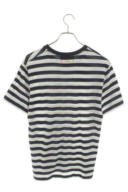 GUCCI 16SS White/Blue Striped Cotton/Silk T-Shirt Size S