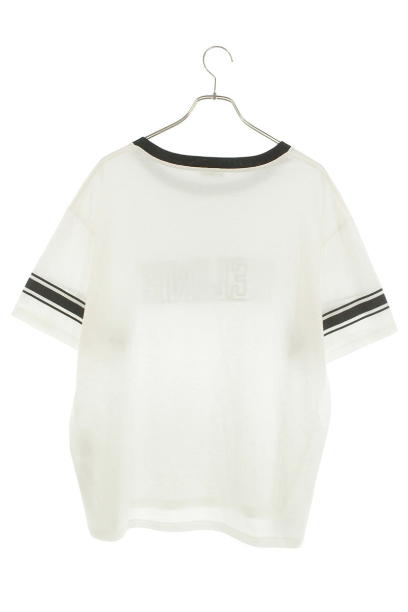 CELINE White Cotton Logo Print Loose Fit T-Shirt Size XXL
