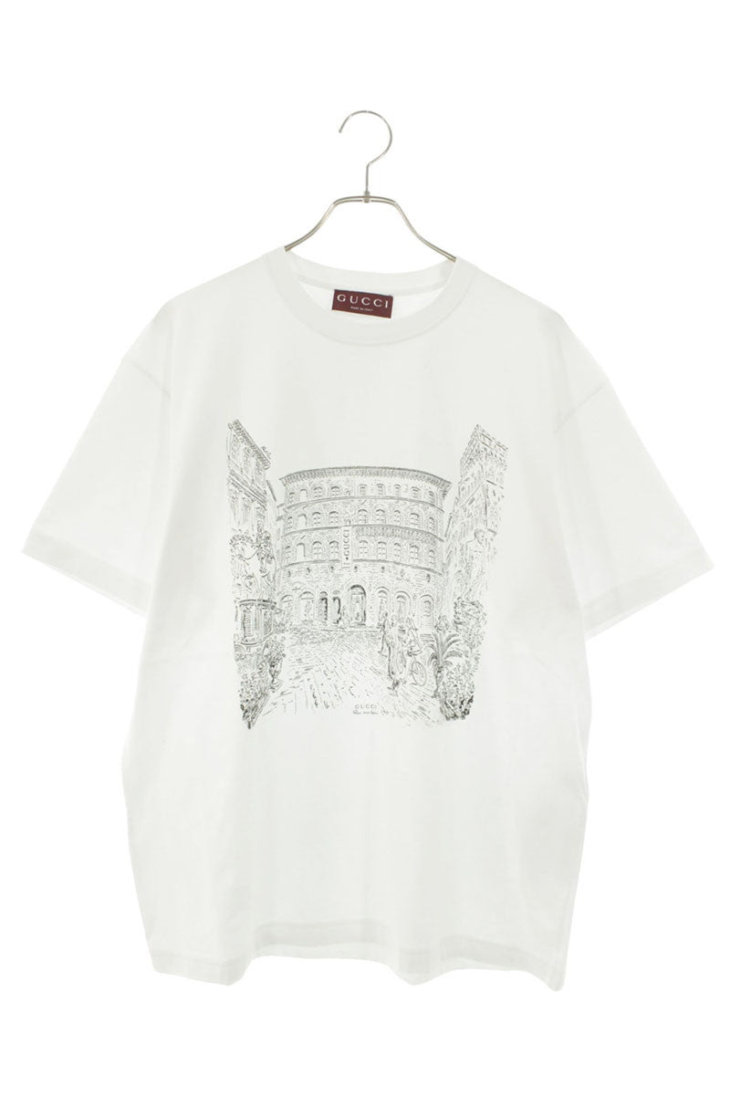 GUCCI White Florence Gucci Garden Print T-Shirt Size L