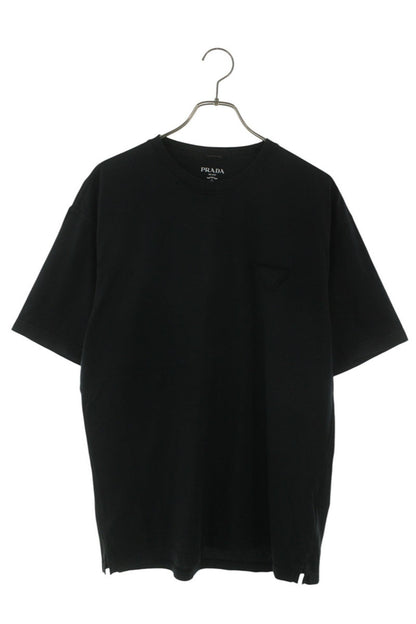 PRADA Black Cotton Triangle Logo Patch T-Shirt Size L