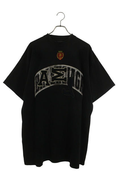BALENCIAGA Distressed Patch T-Shirt Black Size S