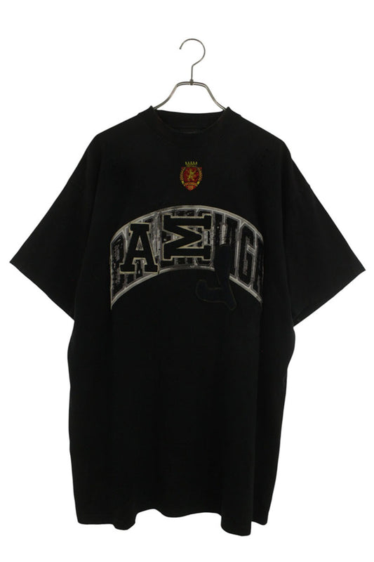 BALENCIAGA Distressed Patch T-Shirt Black Size S