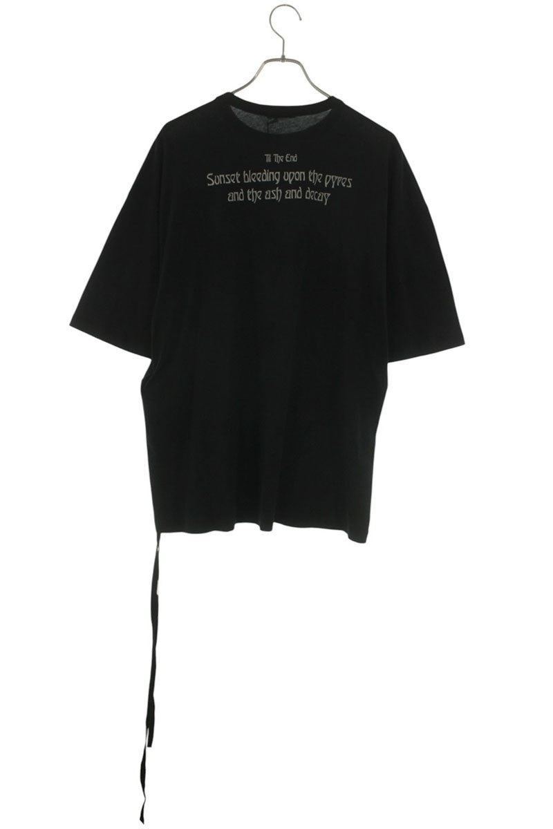 ANN DEMEULEMEESTER Black Cotton Back Print T-Shirt Size S
