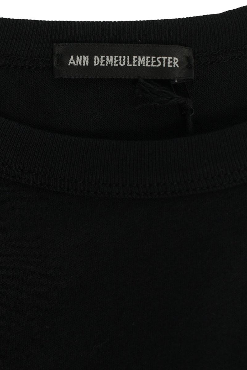 ANN DEMEULEMEESTER Black Cotton Back Print T-Shirt Size S