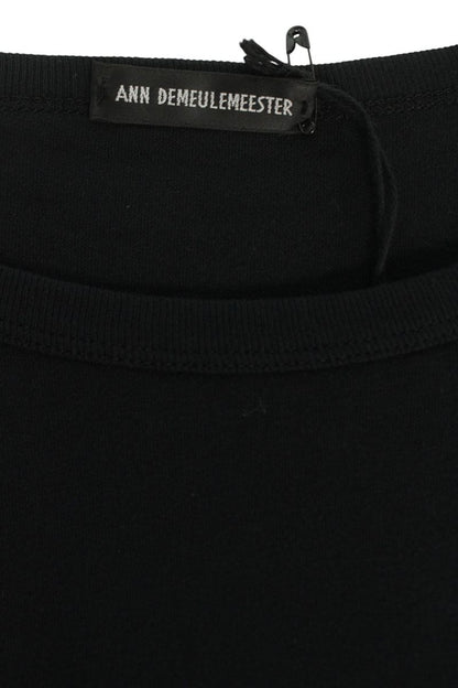 ANN DEMEULEMEESTER Black Cotton Back Print T-Shirt Size S